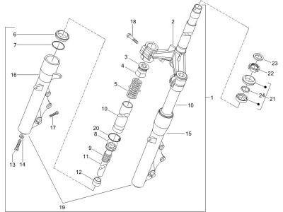 Πιρούνι/σωλήνας τιμονιού - Σύνολο εδράνων ζεύξης